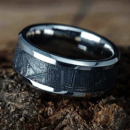 platinum ring with meteorite inlay 2