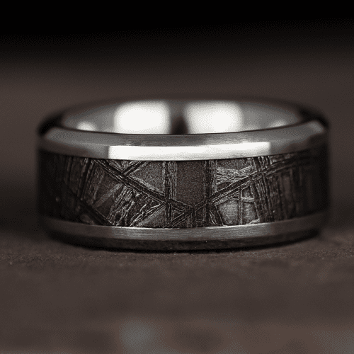 platinum ring with meteorite inlay 5